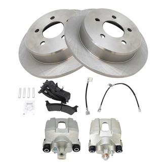 TRQ® - Rear Disc Brake Kit with Semi-Metallic Pads, Calipers and Hoses