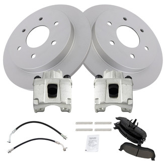 TRQ® - Rear Disc Brake Kit with Ceramic Pads, Calipers and Hoses