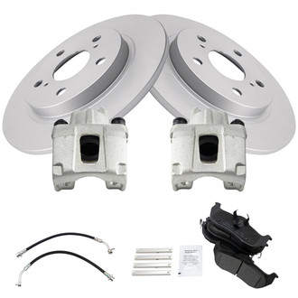 TRQ® - Rear Disc Brake Kit with Semi-Metallic Pads, Calipers and Hoses