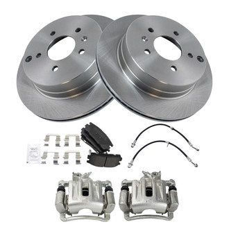 TRQ® - Rear Disc Brake Kit with Semi-Metallic Pads, Calipers and Hoses