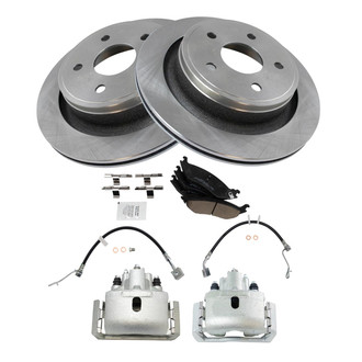 TRQ® - Rear Disc Brake Kit with Ceramic Pads, Calipers and Hoses