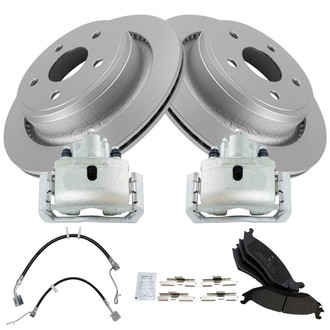TRQ® - Rear Disc Brake Kit with Semi-Metallic Pads, Calipers and Hoses
