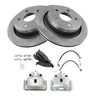 TRQ® - Rear Disc Brake Kit with Semi-Metallic Pads, Calipers and Hoses