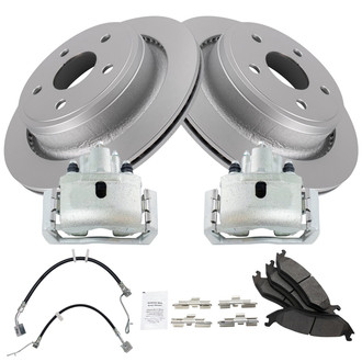 TRQ® - Rear Disc Brake Kit with Semi-Metallic Pads, Calipers and Hoses