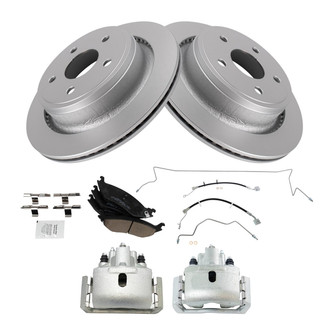 TRQ® - Rear Disc Brake Kit with Ceramic Pads, Calipers and Hoses