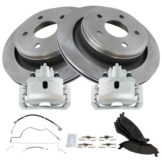 TRQ® - Rear Disc Brake Kit with Semi-Metallic Pads, Calipers and Hoses