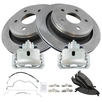 TRQ® - Rear Disc Brake Kit with Semi-Metallic Pads, Calipers and Hoses