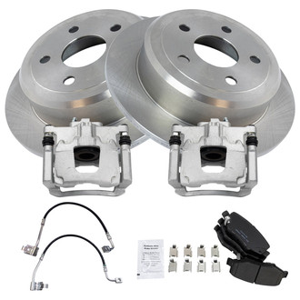 TRQ® - Rear Disc Brake Kit with Ceramic Pads, Calipers and Hoses