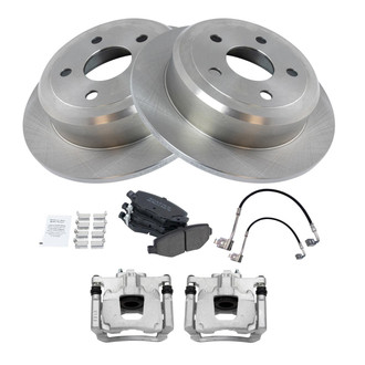 TRQ® - Rear Disc Brake Kit with Semi-Metallic Pads, Calipers and Hoses
