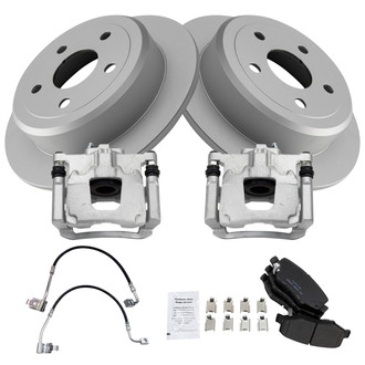 TRQ® - Rear Disc Brake Kit with Ceramic Pads, Calipers and Hoses