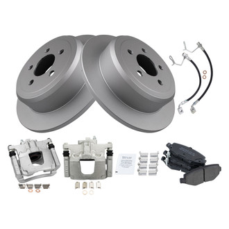 TRQ® - Rear Disc Brake Kit with Semi-Metallic Pads, Calipers and Hoses