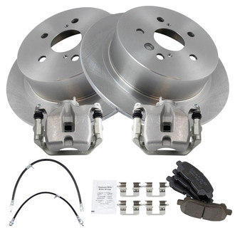 TRQ® - Rear Disc Brake Kit with Ceramic Pads, Calipers and Hoses