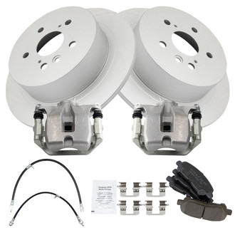 TRQ® - Rear Disc Brake Kit with Ceramic Pads, Calipers and Hoses