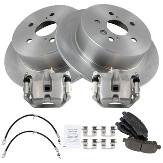 TRQ® - Rear Disc Brake Kit with Ceramic Pads, Calipers and Hoses