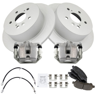 TRQ® - Rear Disc Brake Kit with Ceramic Pads, Calipers and Hoses