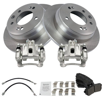 TRQ® - Rear Disc Brake Kit with Semi-Metallic Pads, Calipers and Hoses