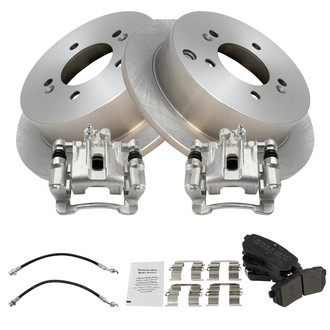 TRQ® - Rear Disc Brake Kit with Semi-Metallic Pads, Calipers and Hoses