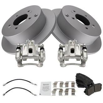 TRQ® - Rear Disc Brake Kit with Semi-Metallic Pads, Calipers and Hoses
