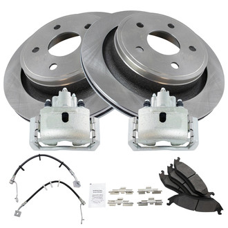 TRQ® - Rear Disc Brake Kit with Semi-Metallic Pads, Calipers and Hoses
