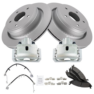 TRQ® - Rear Disc Brake Kit with Semi-Metallic Pads, Calipers and Hoses