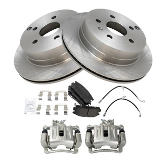 TRQ® - Rear Disc Brake Kit with Semi-Metallic Pads, Calipers and Hoses
