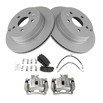 TRQ® - Rear Disc Brake Kit with Semi-Metallic Pads, Calipers and Hoses