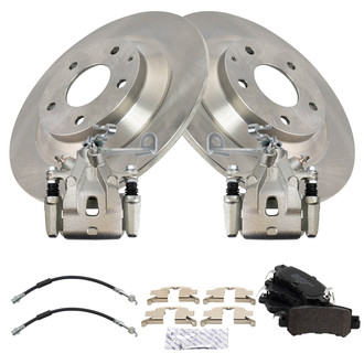 TRQ® - Rear Disc Brake Kit with Semi-Metallic Pads, Calipers and Hoses