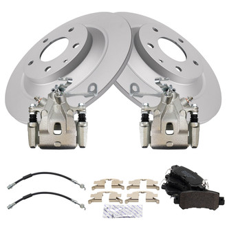 TRQ® - Rear Disc Brake Kit with Semi-Metallic Pads, Calipers and Hoses
