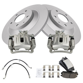 TRQ® - Rear Disc Brake Kit with Ceramic Pads, Calipers and Hoses