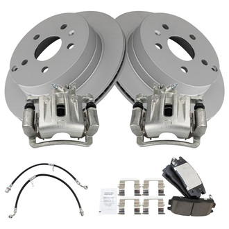 TRQ® - Rear Disc Brake Kit with Ceramic Pads, Calipers and Hoses