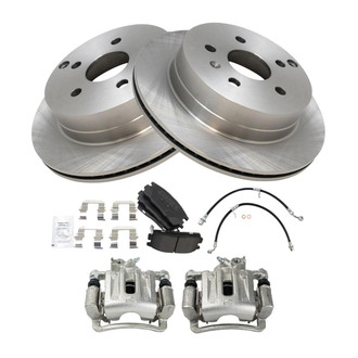 TRQ® - Rear Disc Brake Kit with Semi-Metallic Pads, Calipers and Hoses