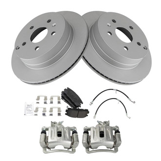TRQ® - Rear Disc Brake Kit with Semi-Metallic Pads, Calipers and Hoses