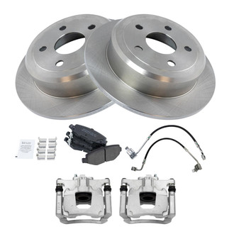 TRQ® - Rear Disc Brake Kit with Semi-Metallic Pads, Calipers and Hoses