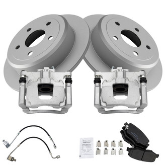 TRQ® - Rear Disc Brake Kit with Ceramic Pads, Calipers and Hoses