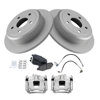 TRQ® - Rear Disc Brake Kit with Semi-Metallic Pads, Calipers and Hoses