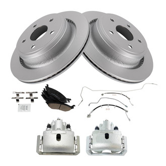 TRQ® - Rear Disc Brake Kit with Ceramic Pads, Calipers and Hoses