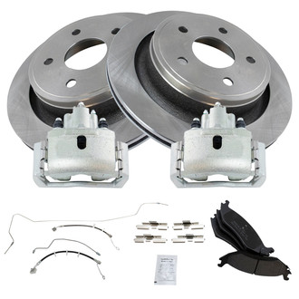 TRQ® - Rear Disc Brake Kit with Semi-Metallic Pads, Calipers and Hoses