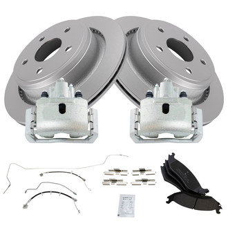 TRQ® - Rear Disc Brake Kit with Semi-Metallic Pads, Calipers and Hoses
