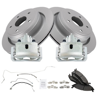 TRQ® - Rear Disc Brake Kit with Semi-Metallic Pads, Calipers and Hoses