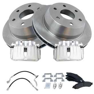 TRQ® - Rear Disc Brake Kit with Semi-Metallic Pads, Calipers and Hoses