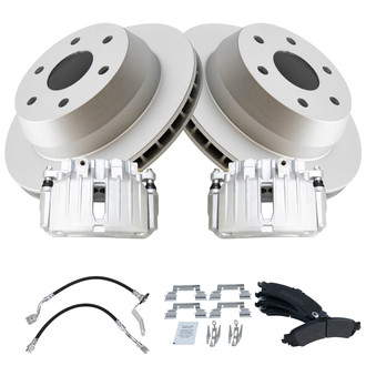 TRQ® - Rear Disc Brake Kit with Semi-Metallic Pads, Calipers and Hoses