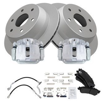 TRQ® - Rear Disc Brake Kit with Semi-Metallic Pads, Calipers and Hoses