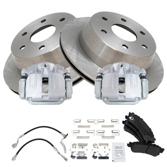 TRQ® - Rear Disc Brake Kit with Semi-Metallic Pads, Calipers and Hoses