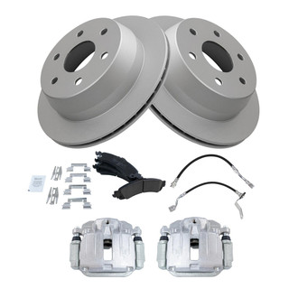 TRQ® - Rear Disc Brake Kit with Ceramic Pads, Calipers and Hoses
