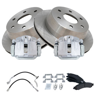 TRQ® - Rear Disc Brake Kit with Semi-Metallic Pads, Calipers and Hoses