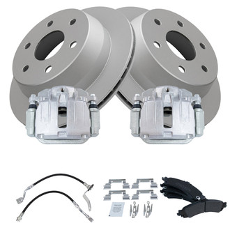 TRQ® - Rear Disc Brake Kit with Semi-Metallic Pads, Calipers and Hoses