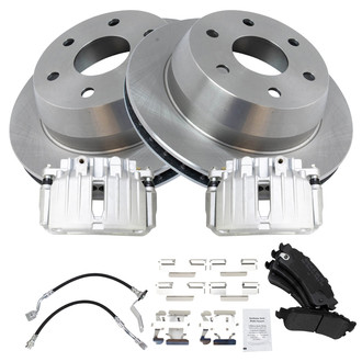 TRQ® - Rear Disc Brake Kit with Semi-Metallic Pads, Calipers and Hoses