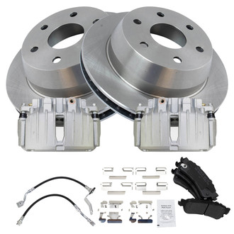 TRQ® - Rear Disc Brake Kit with Semi-Metallic Pads, Calipers and Hoses
