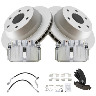 TRQ® - Rear Disc Brake Kit with Ceramic Pads, Calipers and Hoses