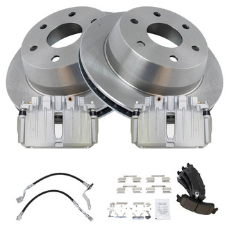TRQ® - Rear Disc Brake Kit with Ceramic Pads, Calipers and Hoses